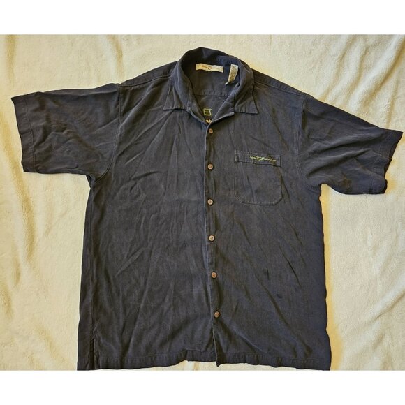 Tommy Bahama Shirt L Side Pocket C.F.O. Silk Embroidered Pool Rack Billiards - Picture 1 of 14